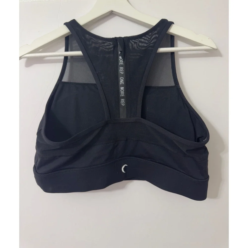 CYSM Black Mesh Racerback Zipper Front Sports Bra Women's Activewear Size‎ M